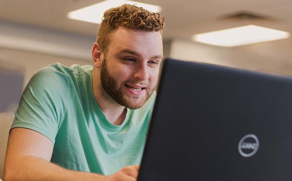 Student working on computer